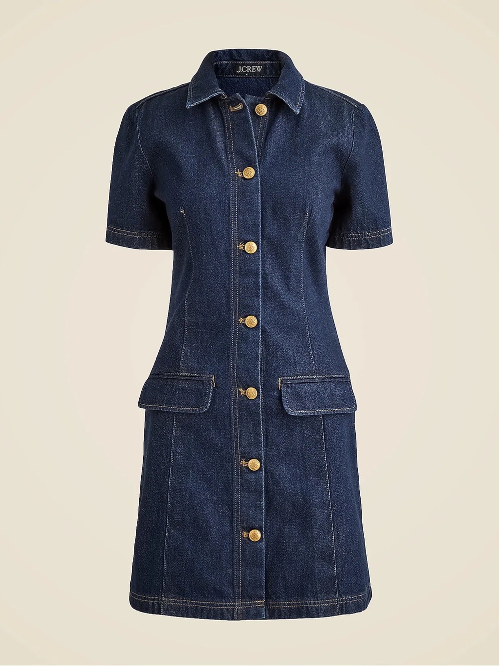 New w/tag JCrew Sz 0 Parc Short Sleeve Button Dress in denim
